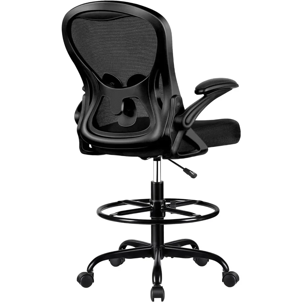 

Ergonomic Standing Desk Chair,Lumbar Support Computer Chair Swivel Task Rolling with Adjustable Flip-up Freight free