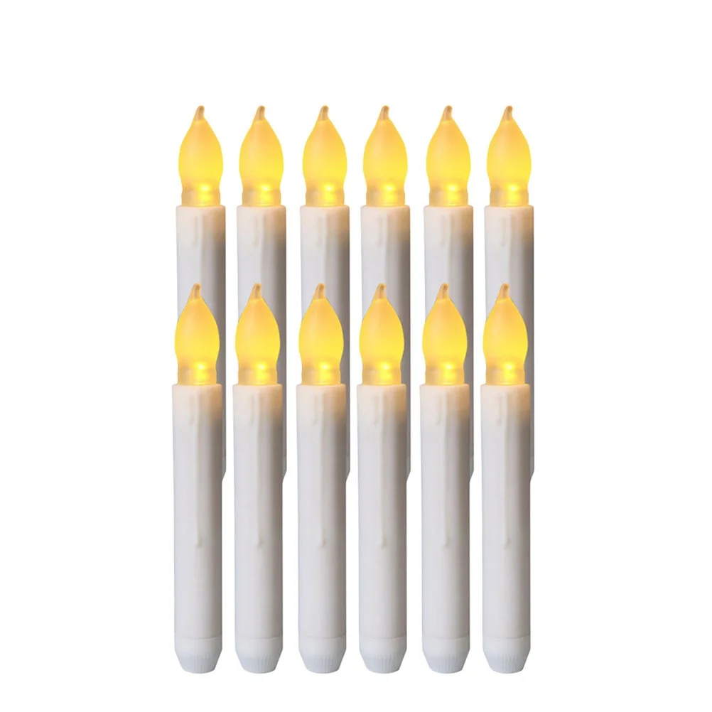 12개 2X16.5Cm LED 전자 양초 무연 무연 크리스마스 조명 실내 결혼식 파티 장식용 작동