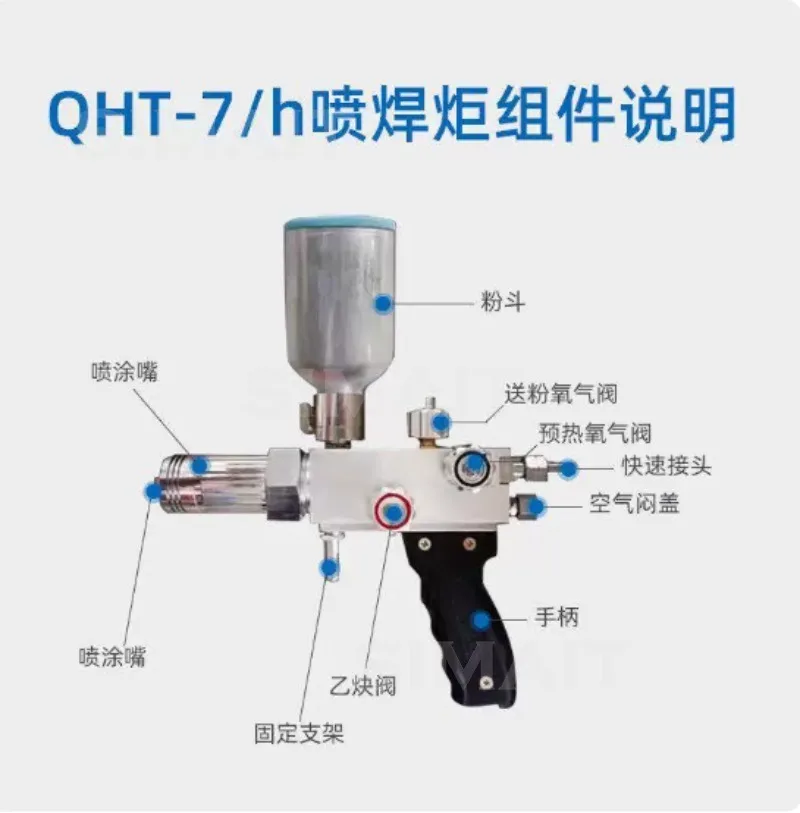 QH Series Metal Powder Spray Welding Torch, Oxy-Acetylene Powder Flame Spray Gun for Alloy Coating & Repair