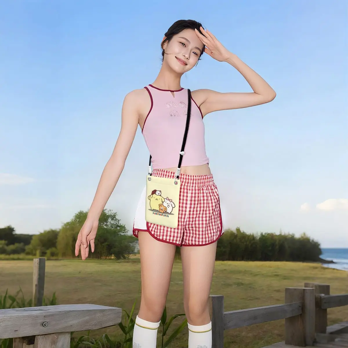 مخصص موضة Pompompurin حقيبة الهاتف المحمول النساء الرجال Kawaii الكتف حقيبة كروسبودي للسفر حزام الكتف للانفصال