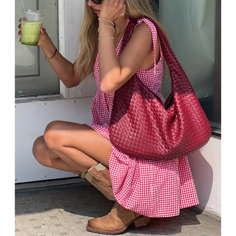 Abito estivo da donna senza maniche con stampa scozzese casual, cinturino con scollo a V profondo, clubwear, vestibilità ampia, abito corto a trapezio