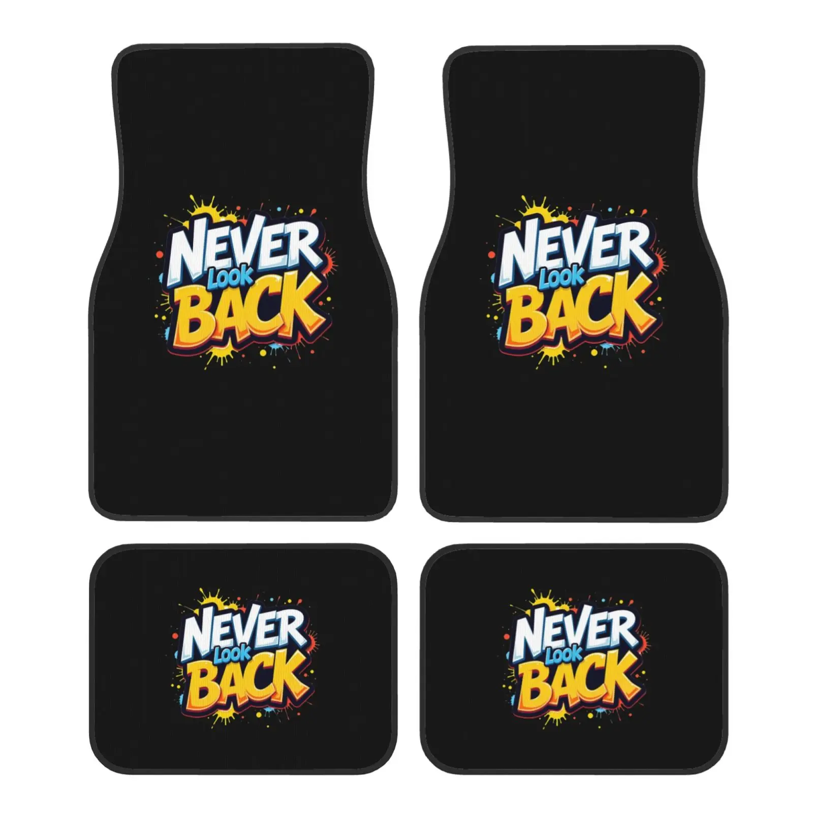 Never Look Back Pattern Printing Car Floor Mats Durable Car Carpet Mat Set of 4pcs with Anti-Slip Backing Fit for SUV Trucks