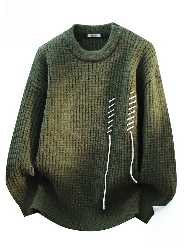 

Мужской теплый вязаный свитер Paul Frank свободного кроя, повседневный, с круглым вырезом, осенний, модный, из смесового полиэстера, с длинным рукавом, для молодежи