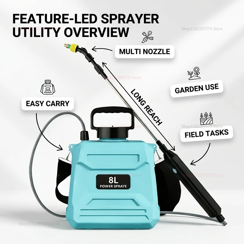 

8L Shoulder Pesticide Electric Sprayer Plant Mister Automatic Garden Water Sprayer Bottle USB Rechargeable Agricultural Sprayer