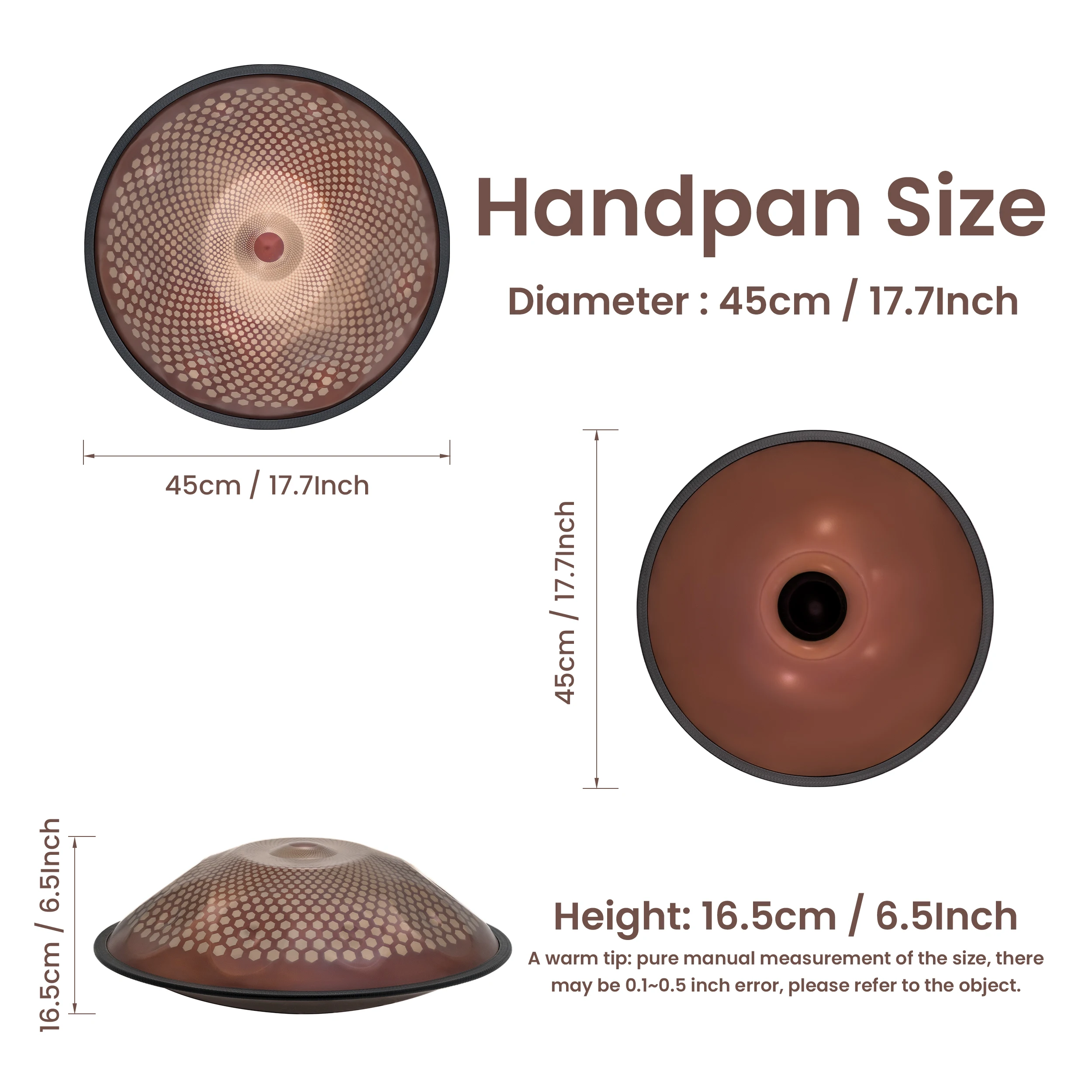 GLADFRESIT Handpan "Starfall" 18 inch 9 Notes 440 Hz in G Minor