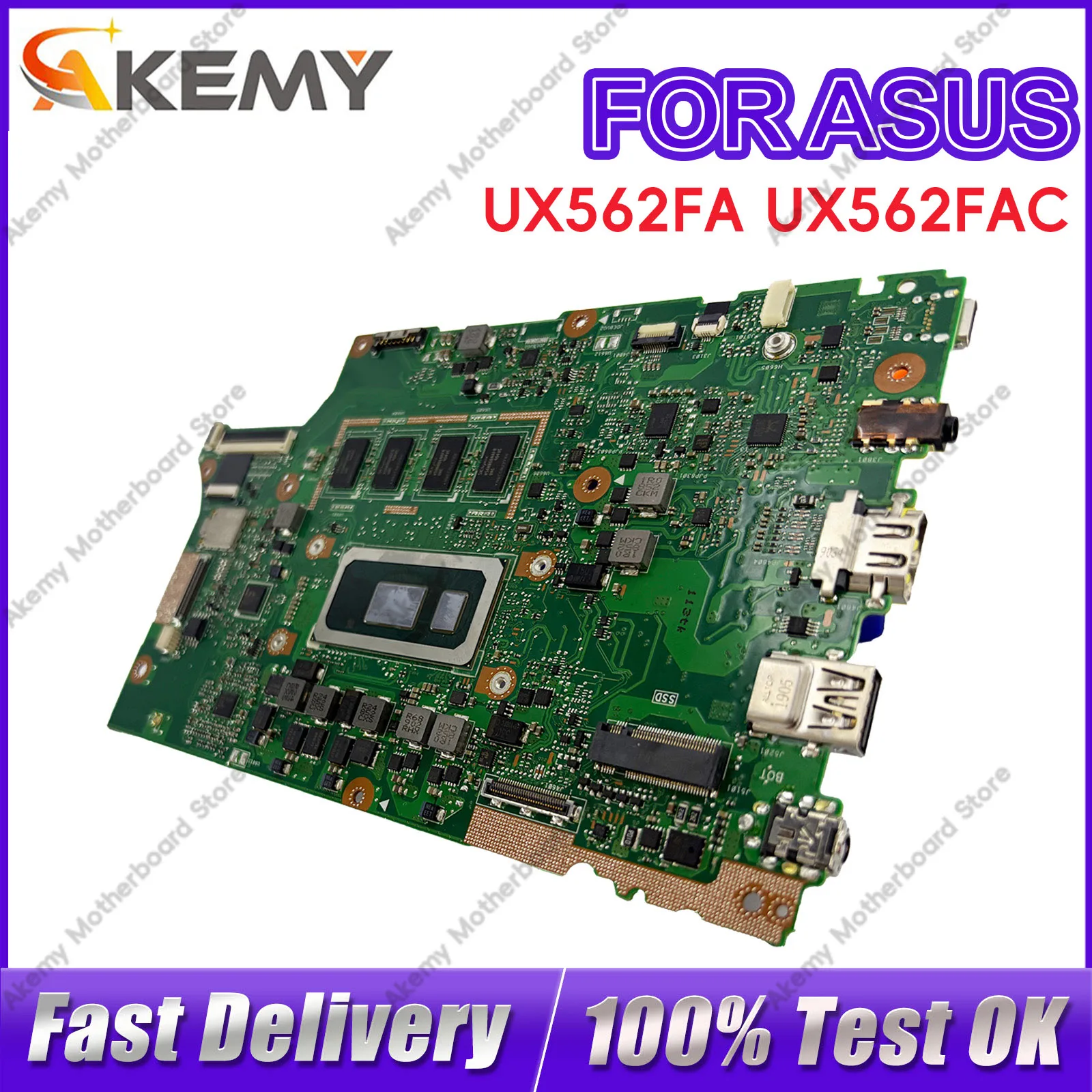 Placa-mãe para laptop ASUS ZenBook Q562F UX562 Q562FDX UX56IQ com processadores Intel de 10ª geração (i3, i5, i7) - 102% testada e aprovada