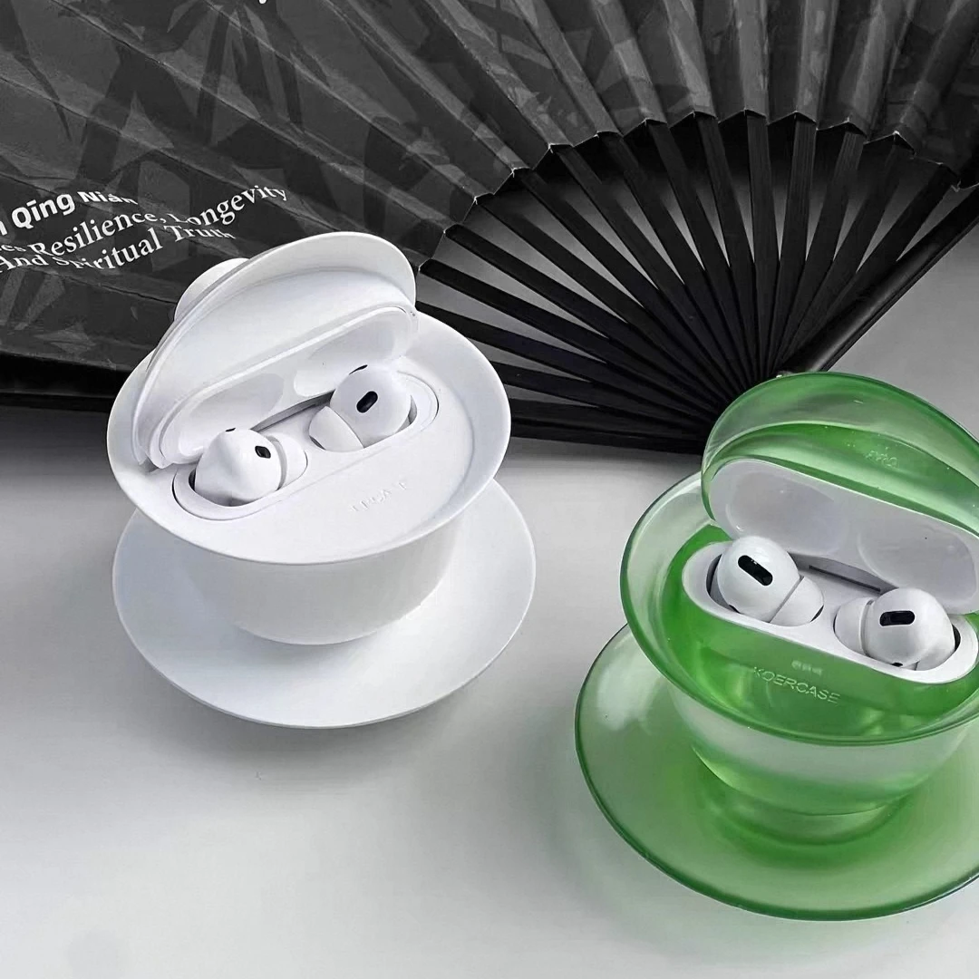 Teacup Earphone Case for Airpods Pro1/2/3 Custom New 3D Resin Transparent Green Earphone Cover Protective Case Accessories Gifts