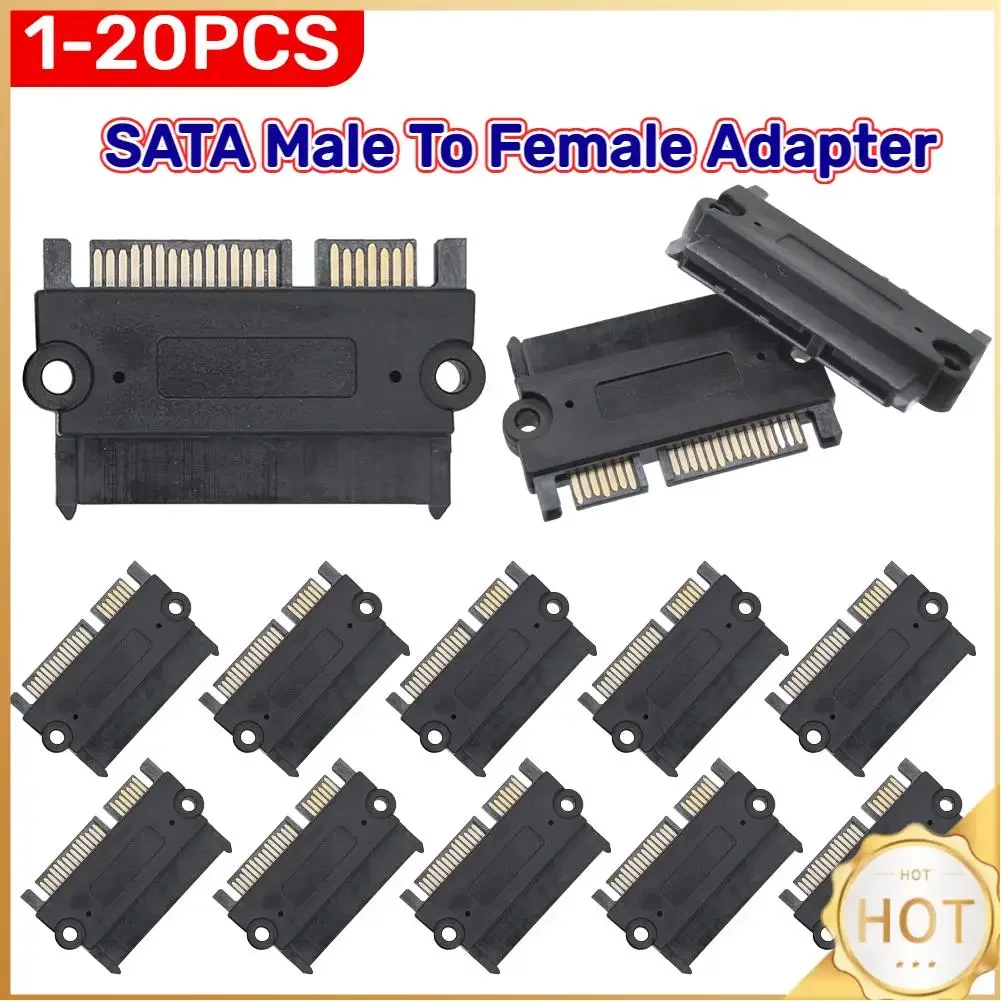 

1-20PCS SATA Male To Female Power Data Converter 22Pin 7+15 Male To Female SATA To SATA Converter Power Data Adapter
