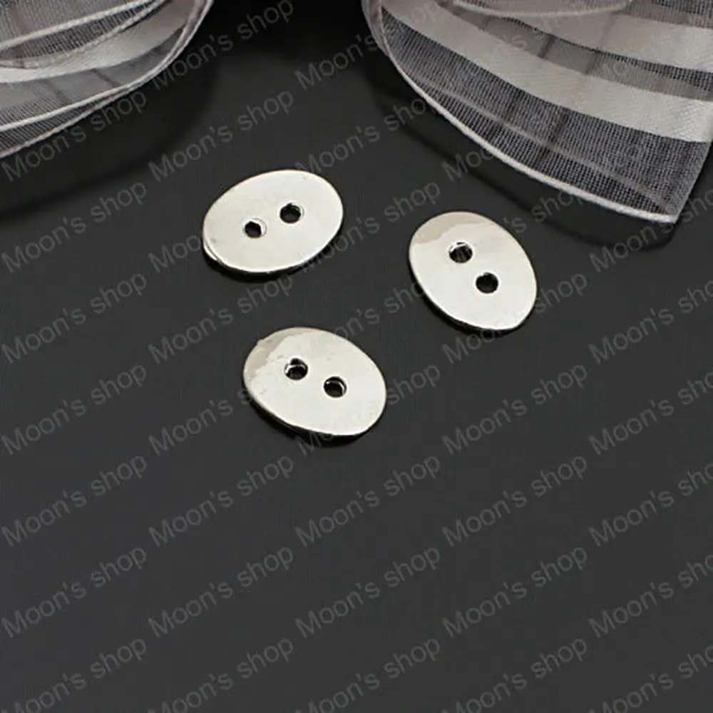 

(JM2438)Wholesale 14*11mm Imitation Rhodium Oval Ellipse Alloy Buttons Findings Accessories 30 pieces