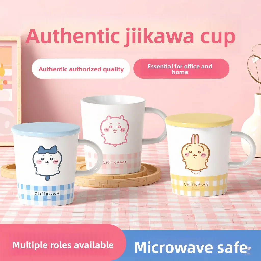 Original Chiikawa Co-Branding Keramikbecher, beheizbar, niedlicher Cartoon Hachiware Usagi Becher, Milch- und Kaffeetasse, Geburtstagsgeschenk für Mädchen, Kawaii