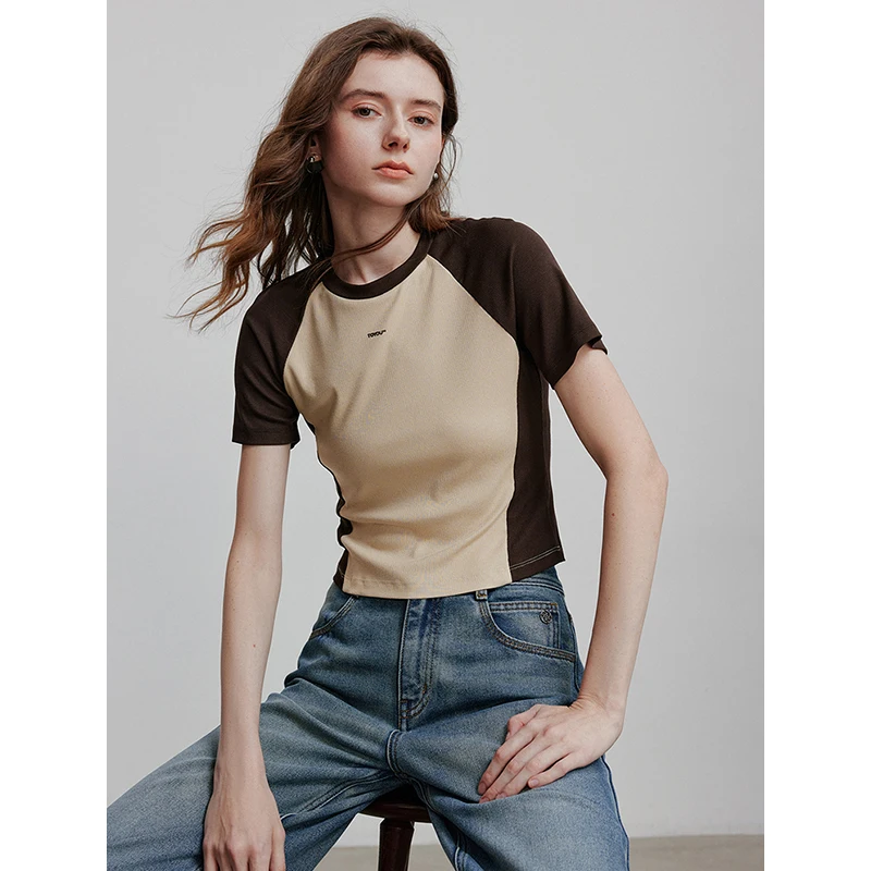 TOYOUTH T-shirt da donna a maniche corte 2025 Spring New Tops 8521020