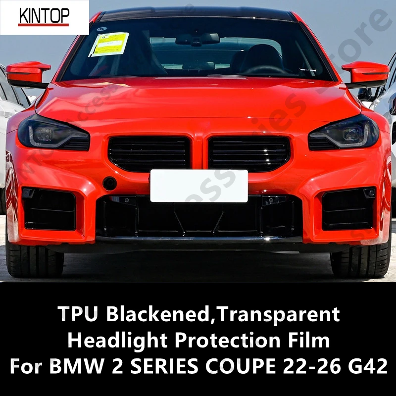For BMW 2 SERIES COUPE 22-26 G42 TPU Blackened,Transparent Headlight Protective Film,Headlight Protection,Modification