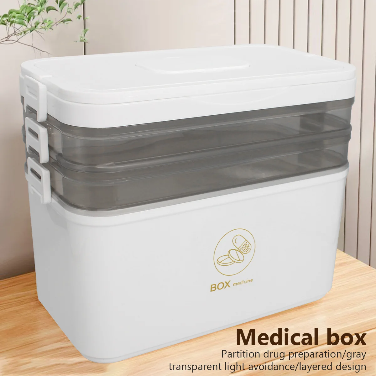 

Household Large Capacity Medicine Box Portable First Aid Medical Kit Emergency Medicine Chest with Multi-layer Drug Storage Case