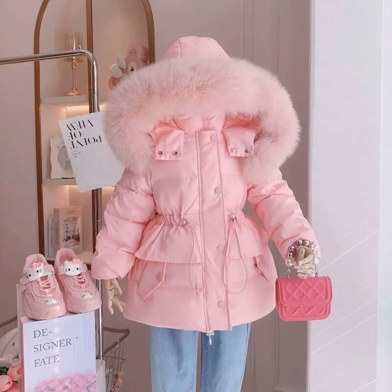 Winter jacket for Girl Thicken Warm Outerwear Fashion Hooded Coats Teens 2024 New Cotton Overcoat Winter Casual Parkas