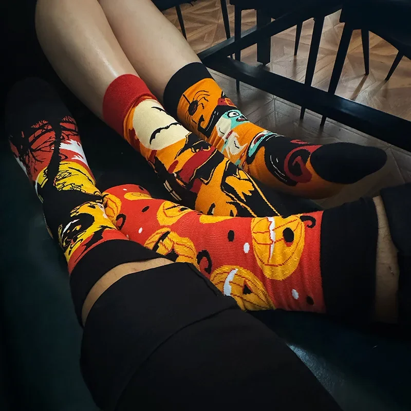 Original Design AB Mandarin Duck Asymmetric Socks Ins Street Cartoon Creative Animal and Plant Fruit Fashion Sports Cotton Socks