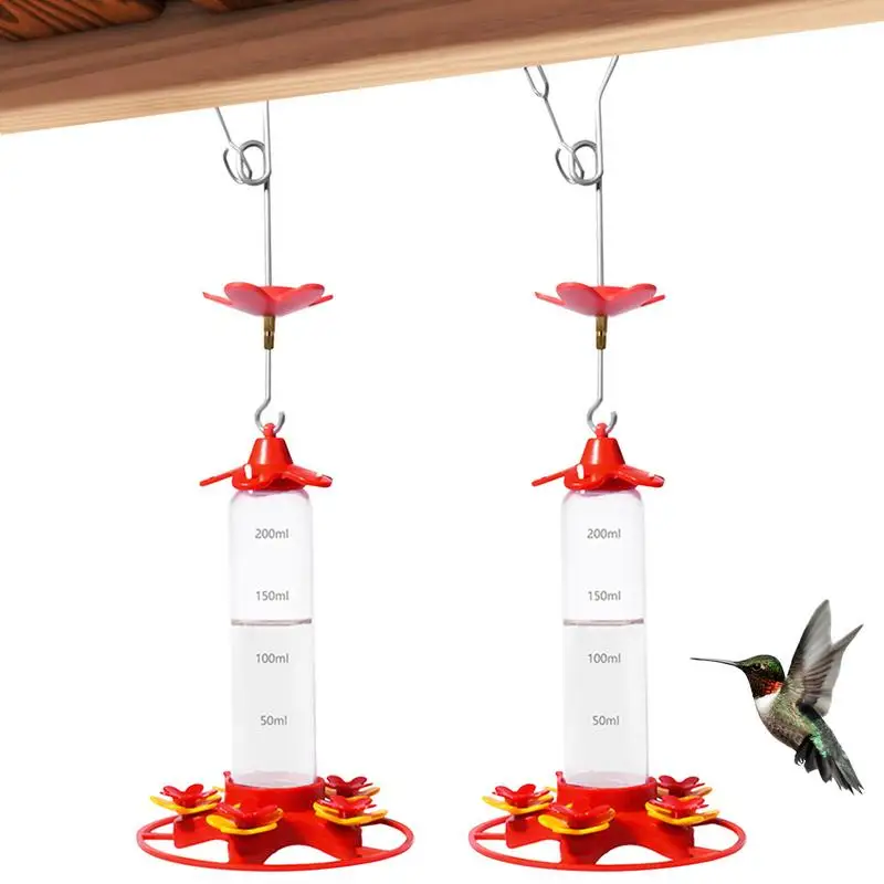 Hummingbird Feeders Ant And Bee Proof 2pcs Leak-Proof Bird Water Feeder 5 Bee Guard Feeding Ports 360ml Built-in Ant Moatbird