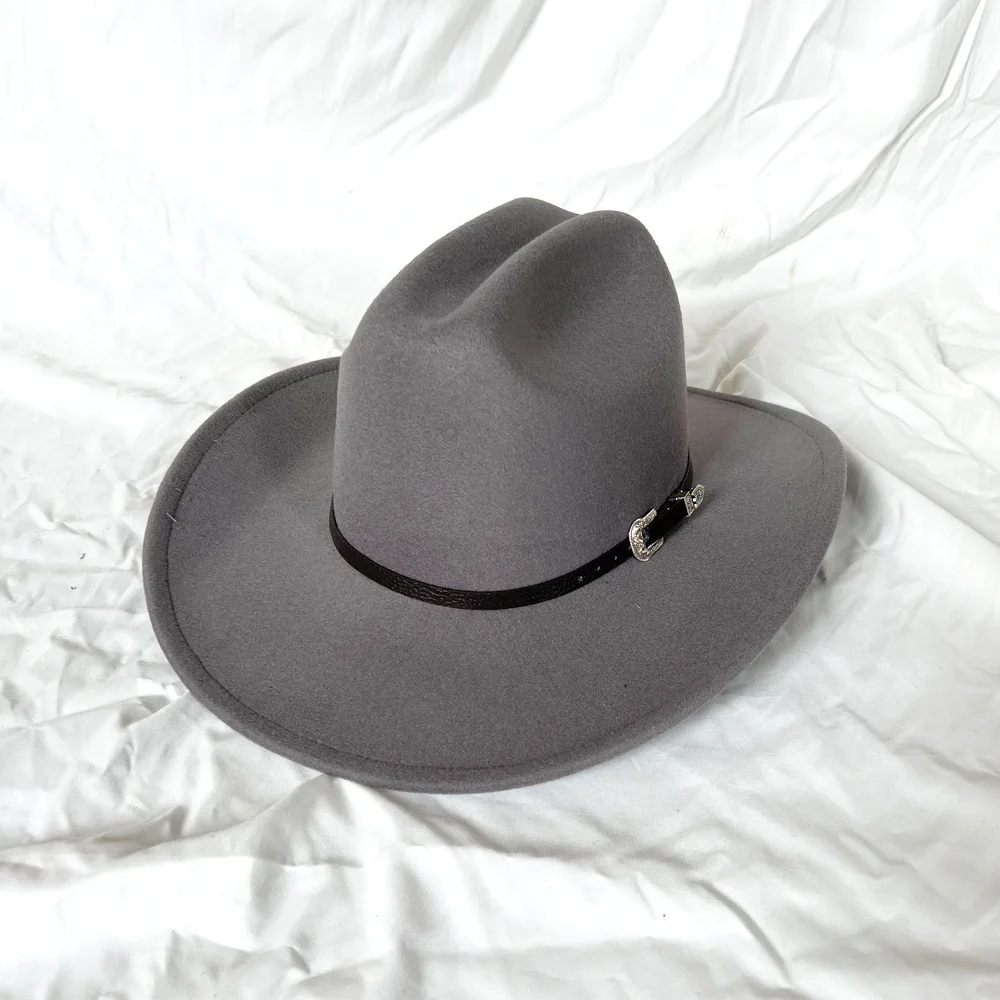 Vintage Western Cowboyhoed Voor Heren Gentleman Lady Jazz Cowgirl Met Leer Brede Rand Cloche Kerk Sombrero Hombre Caps