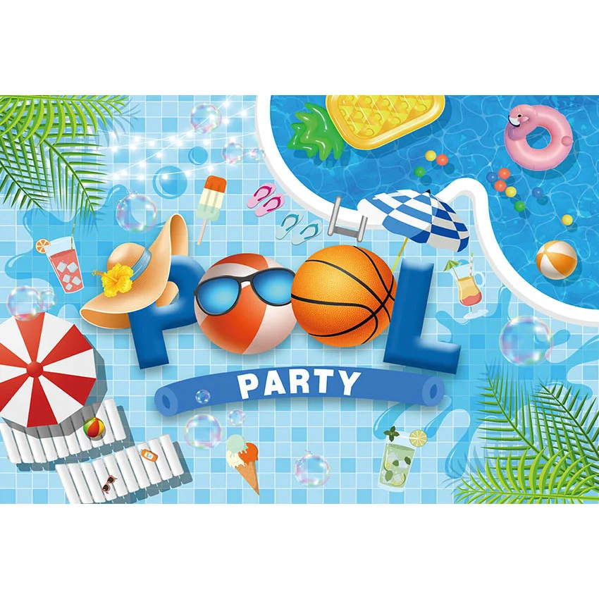 Mehofond Summer Backdrop Swimming Pool Party Decoration Background Water Party Photo Studio Photography Background Photocall