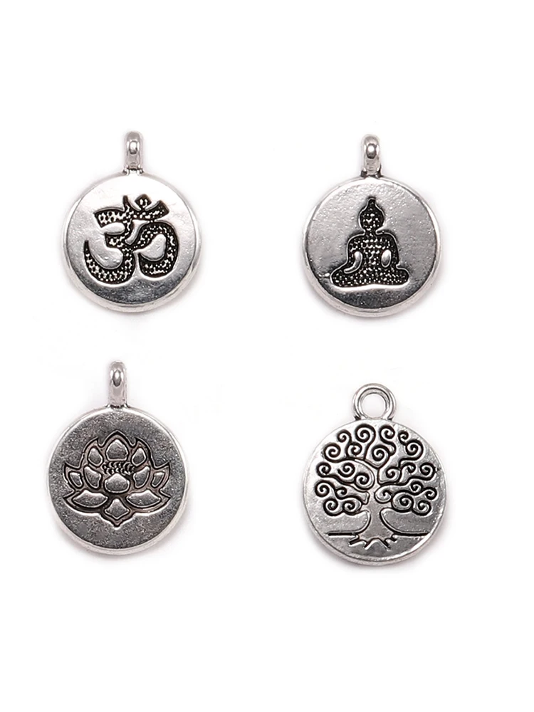 

10pcs/lot Tibetan Plated Yoga OM Charm Buddha Lotus Charm style Pendants For DIY Bracelet Jewelry Findings Accessories