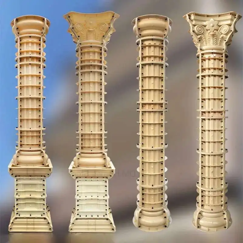 

European Roman Column Head and Foot cement Mold Villa Outdoor Garden Gate Fence Thickened Concrete Column Cap and Foot Mold