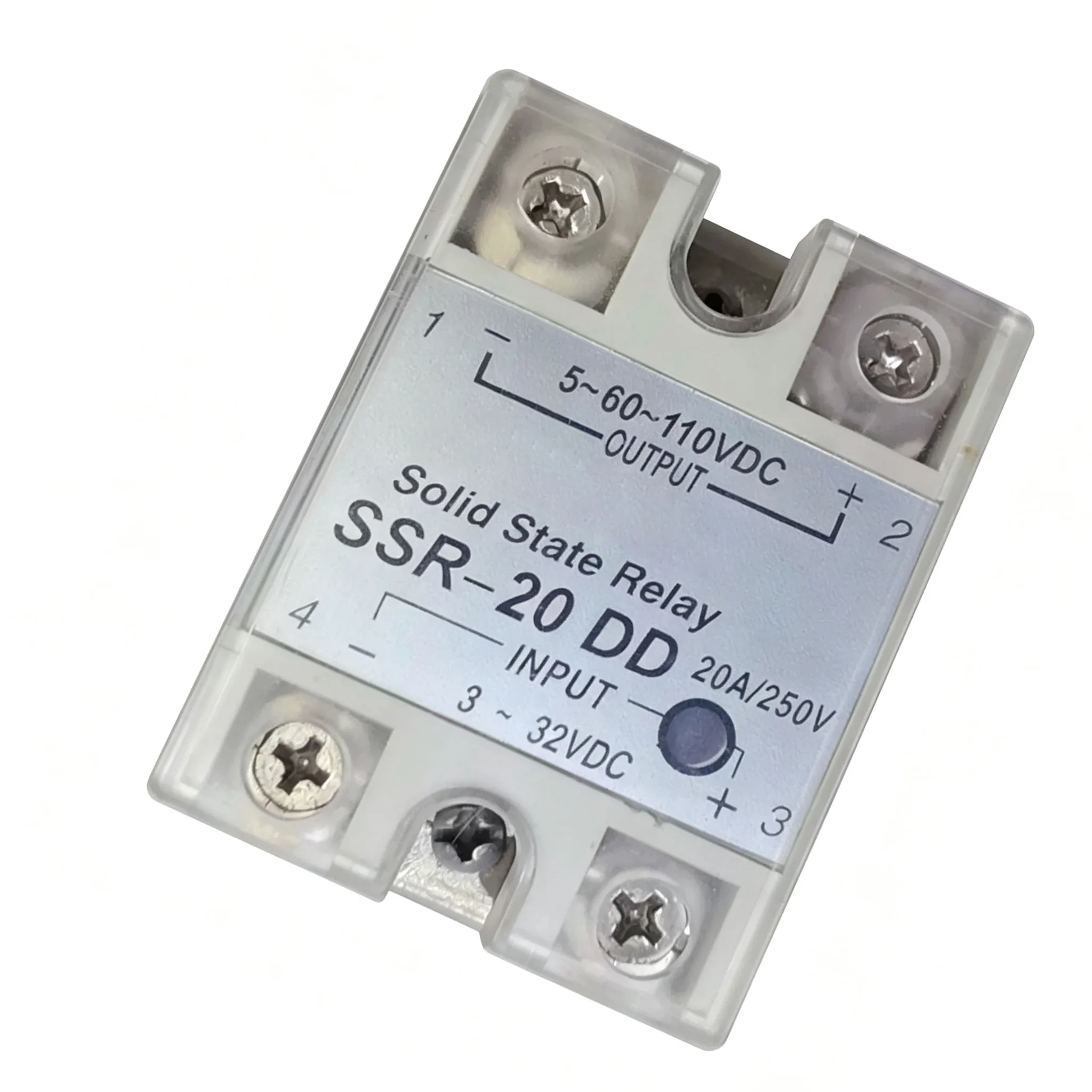 Solid State Relay  SSR-20DD  Input 3-32VDC Output 5-110VDC 20A with Indicator Light