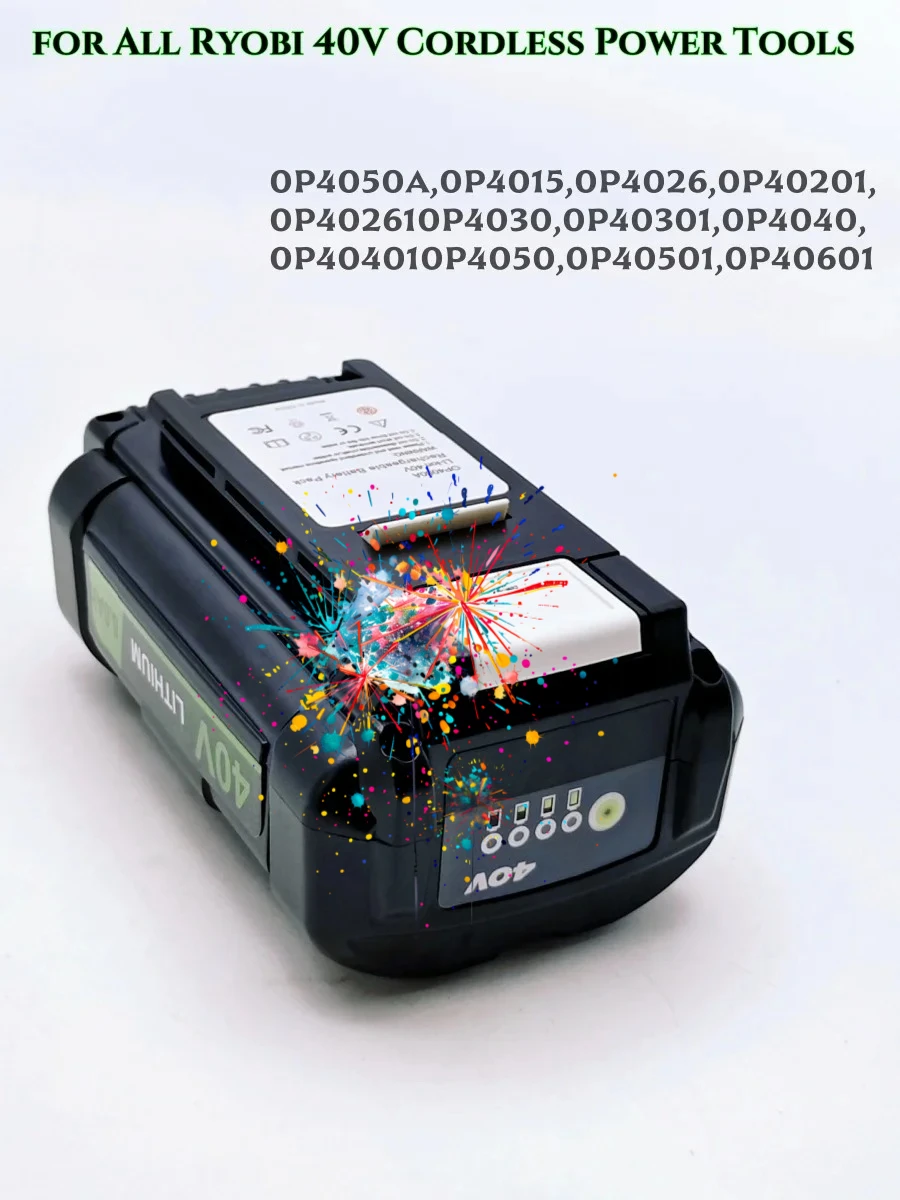 

40V For Ryobi 6.0Ah Li-Ion Rechargeable Battery For RY40502 RY40200 40V Cordless Power Tools Battery OP4050 OP4026 OP40401