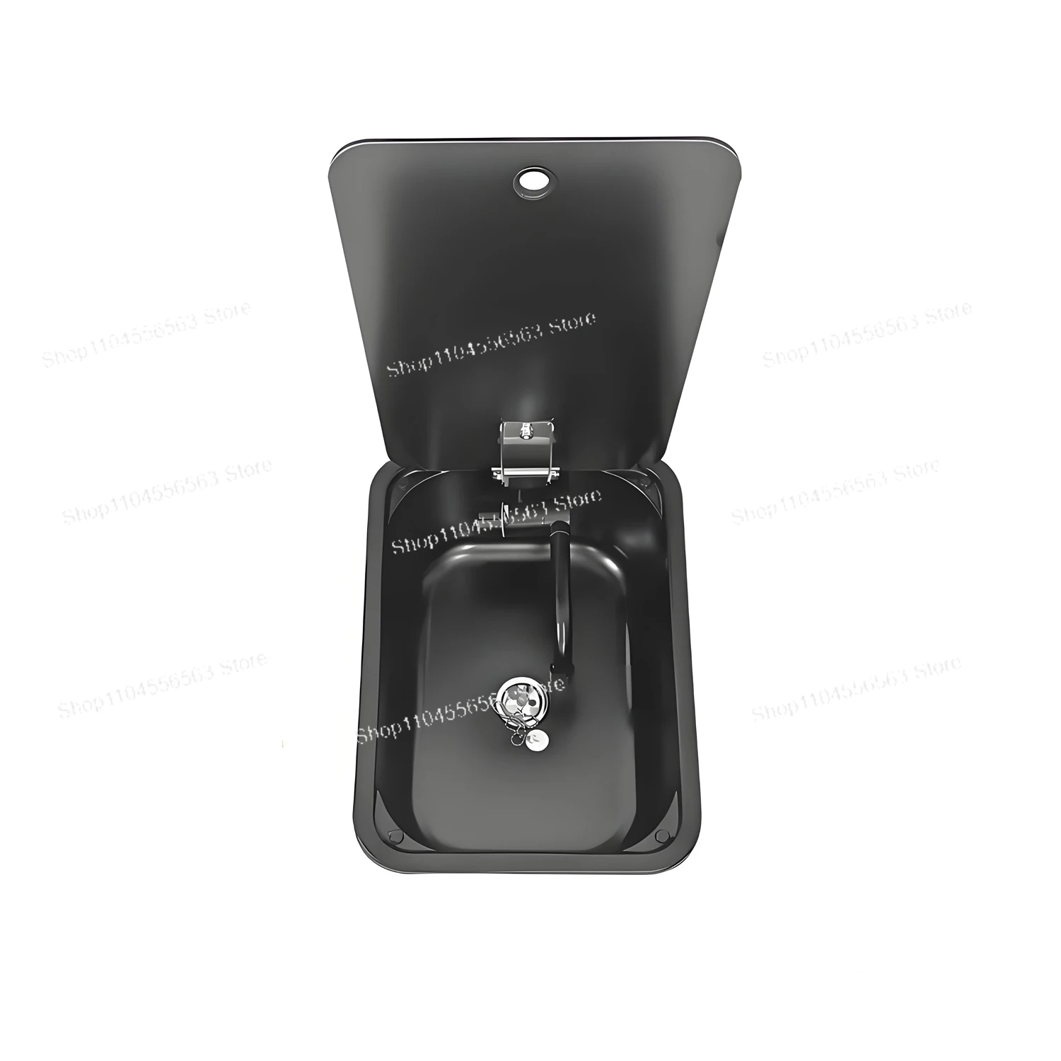 Black Stainless Steel RV Sink with Cutting Board Cover Hot Cold Water Faucet Set for Marine Yacht Camping