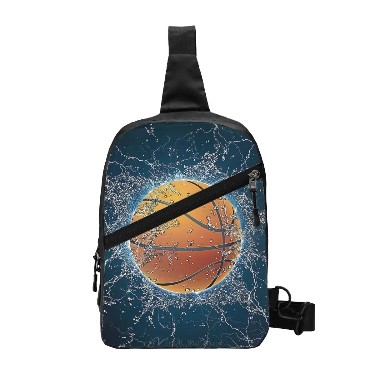 Customized Basketball Sports Pattern Sling Bag Men Cool Shoulder Chest Crossbody Backpack Traveling Daypack