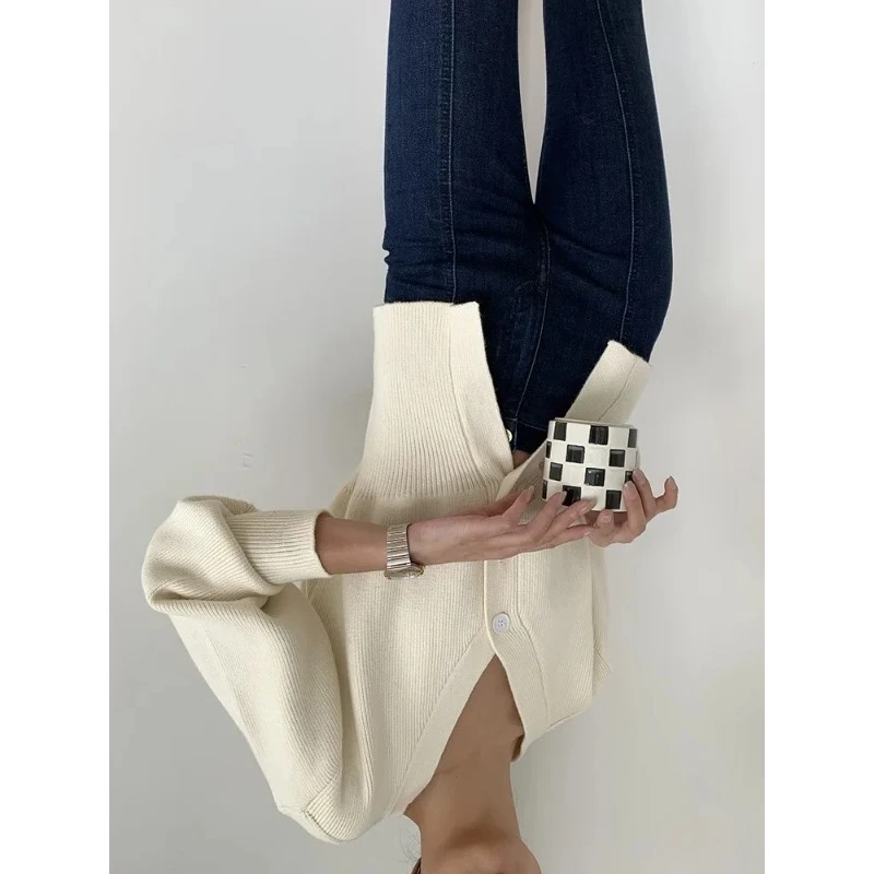 

Модный женский вязаный кардиган с V-образным вырезом, осенне-зимний, мягкий, укороченный, для офиса, на одной пуговице