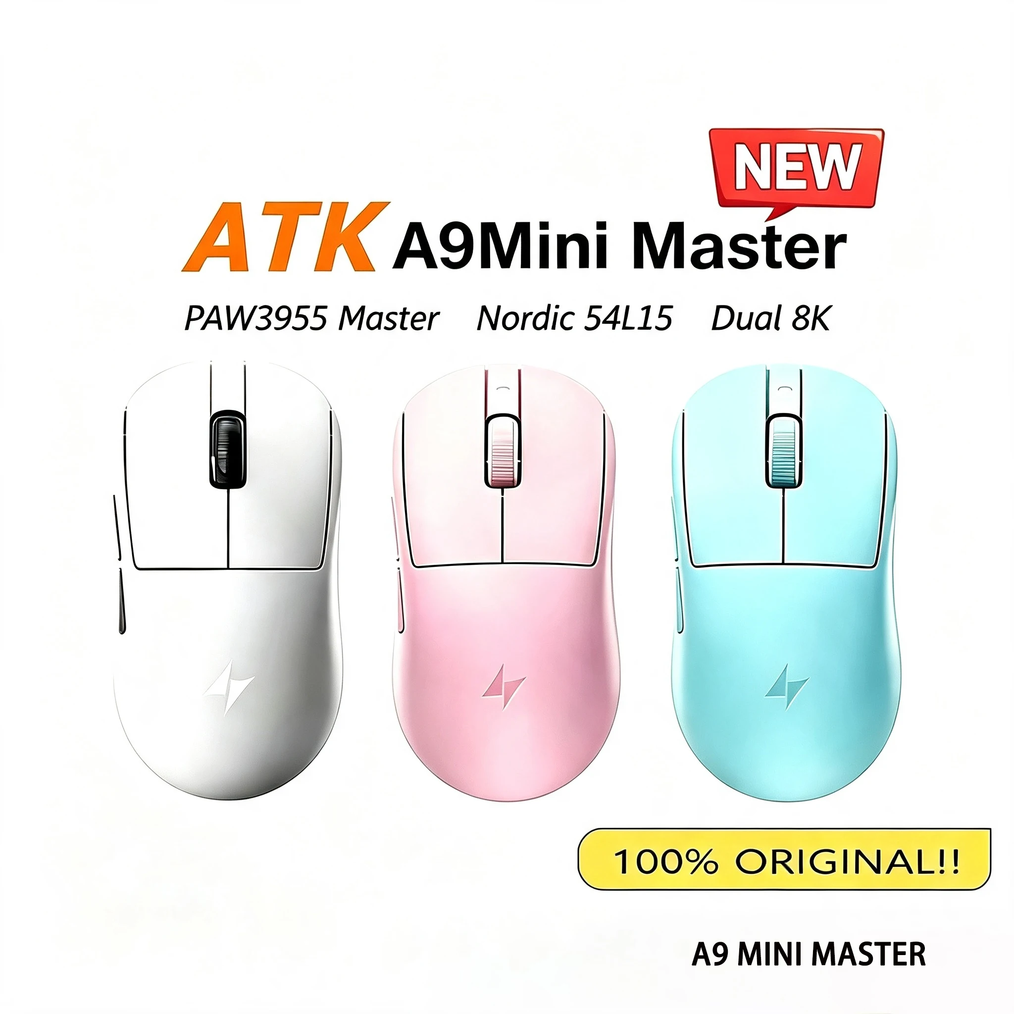ATK Dragonfly A9 MINI Ultimate Gaming Mouse Wireless Bluetooth 39g Lightweight PAW3955 Master Dual 8K FPS Esports Mouse