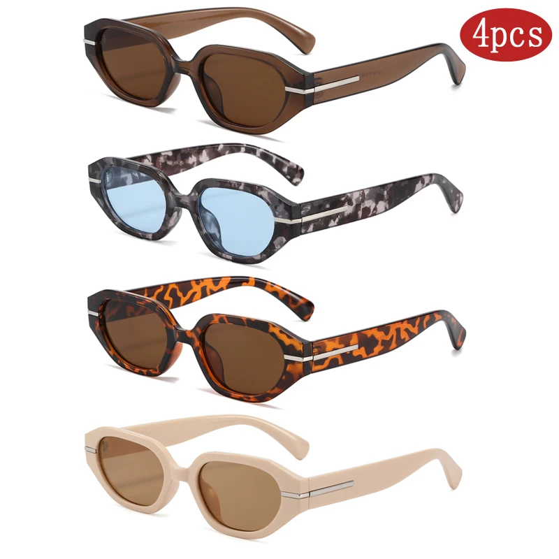 Camping 4 Sets Fashion Square Anti Light Glasses Women Men Cat Eye Sunglasses Luxury Colorful Unisex Outdoor Glasses UV400 - view 3