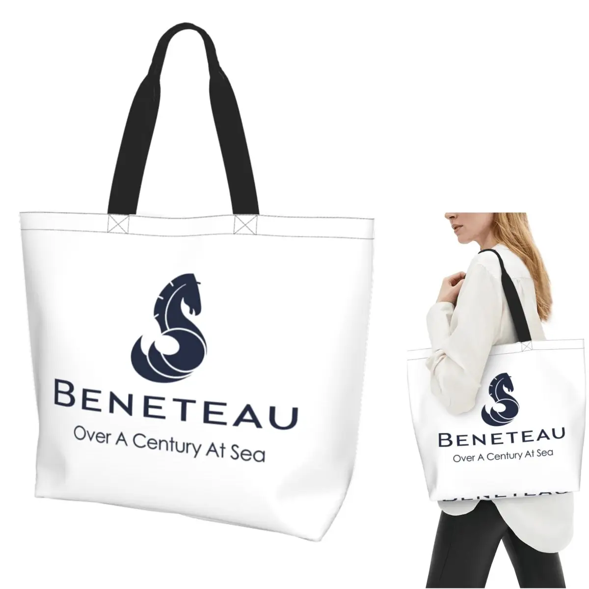 

Beneteau Boats Сумка-тоут для покупок Холщовые сумки на плечо большой вместимости Сумка-шоппер для продуктов для женщин
