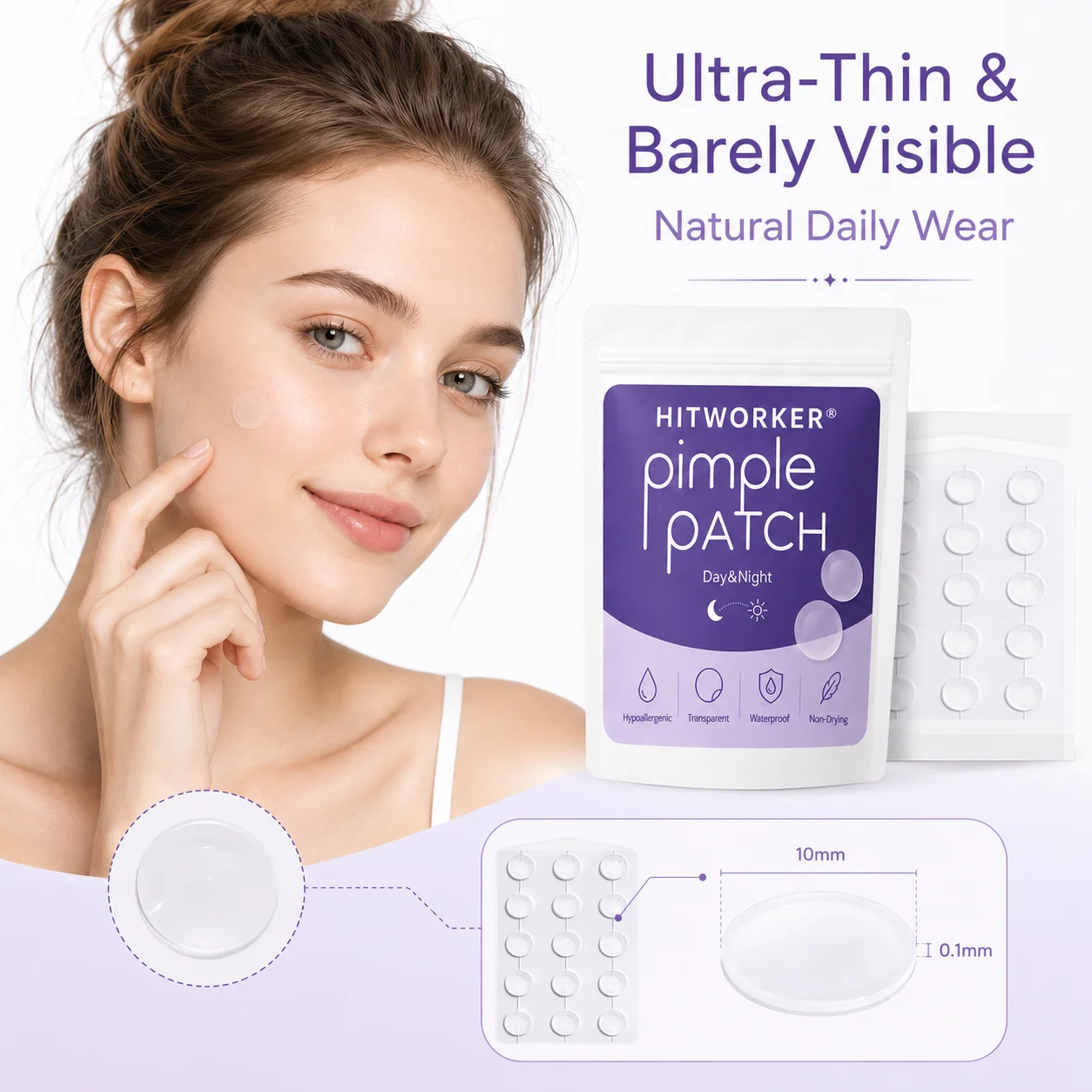 15/30/45Pcs hydrogel shaped acne patches - alcohol free, non irritating acne patches for men and women, suitable for all skin t