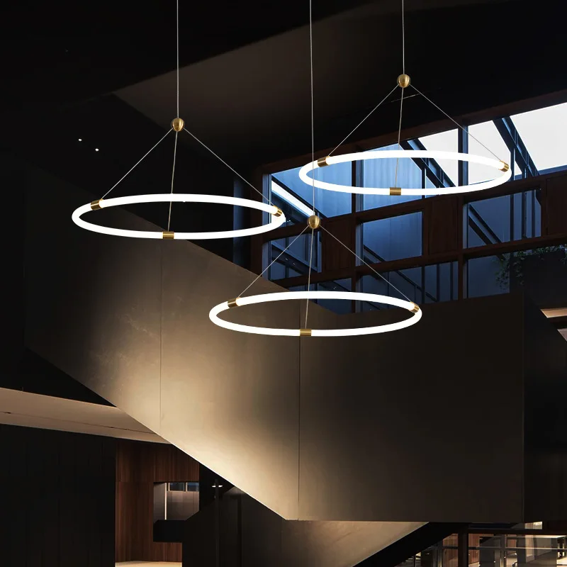 Modern Suspension Ring Ceiling Chandelier Alexa For Bedroom Living Room Lighting Decoration Glossy Chandelier Free Shipping