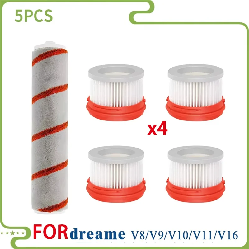 24-Stunden-Lieferung Multi-Modell-Ersatzset für Xiaomi Dreame V8 bis V16 – enthält weiche Bürstenrolle und Hepa-Filter