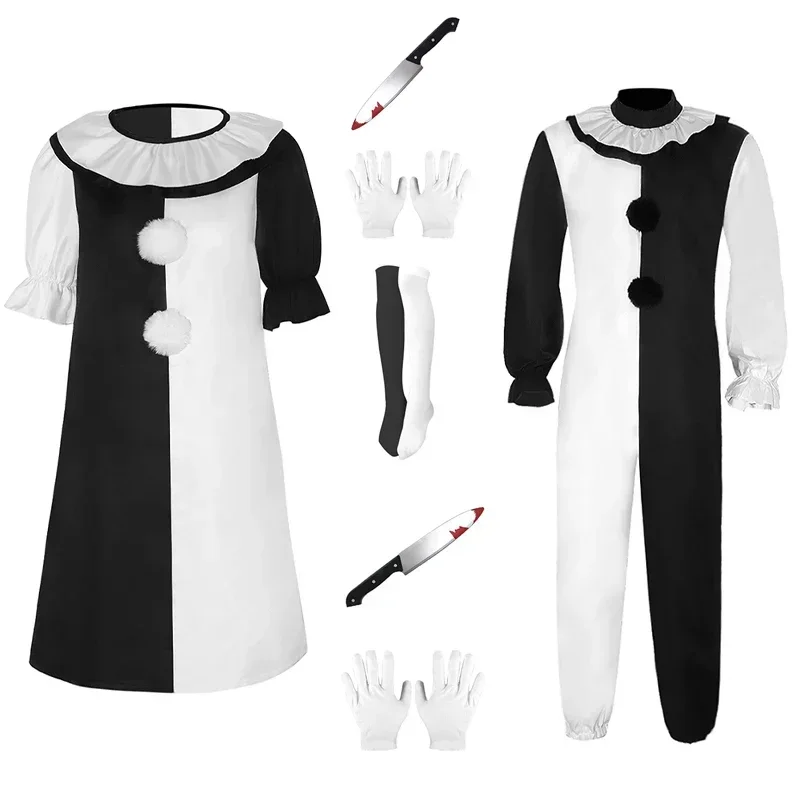 2025 New Movie Art The Clown Cosplay Costume Terrifier Fleck Disguise Suit Mask for Kids Men Women Halloween Carnival Party R AA