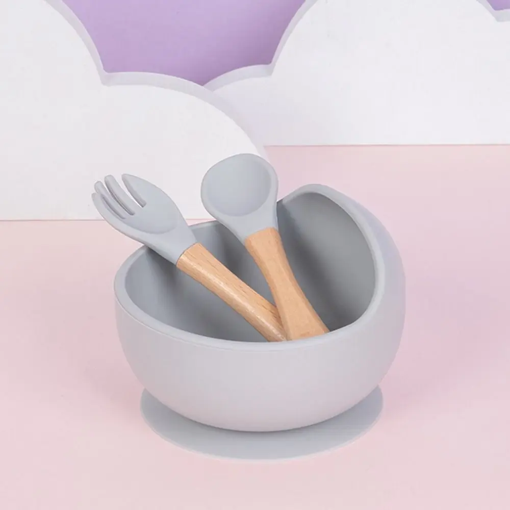 Anti-Rutsch-Baby-Futternapf aus Silikon, wasserdicht, flexibel, für Kleinkinder, Lebensmittelqualität, tragbares Futternapf-Set