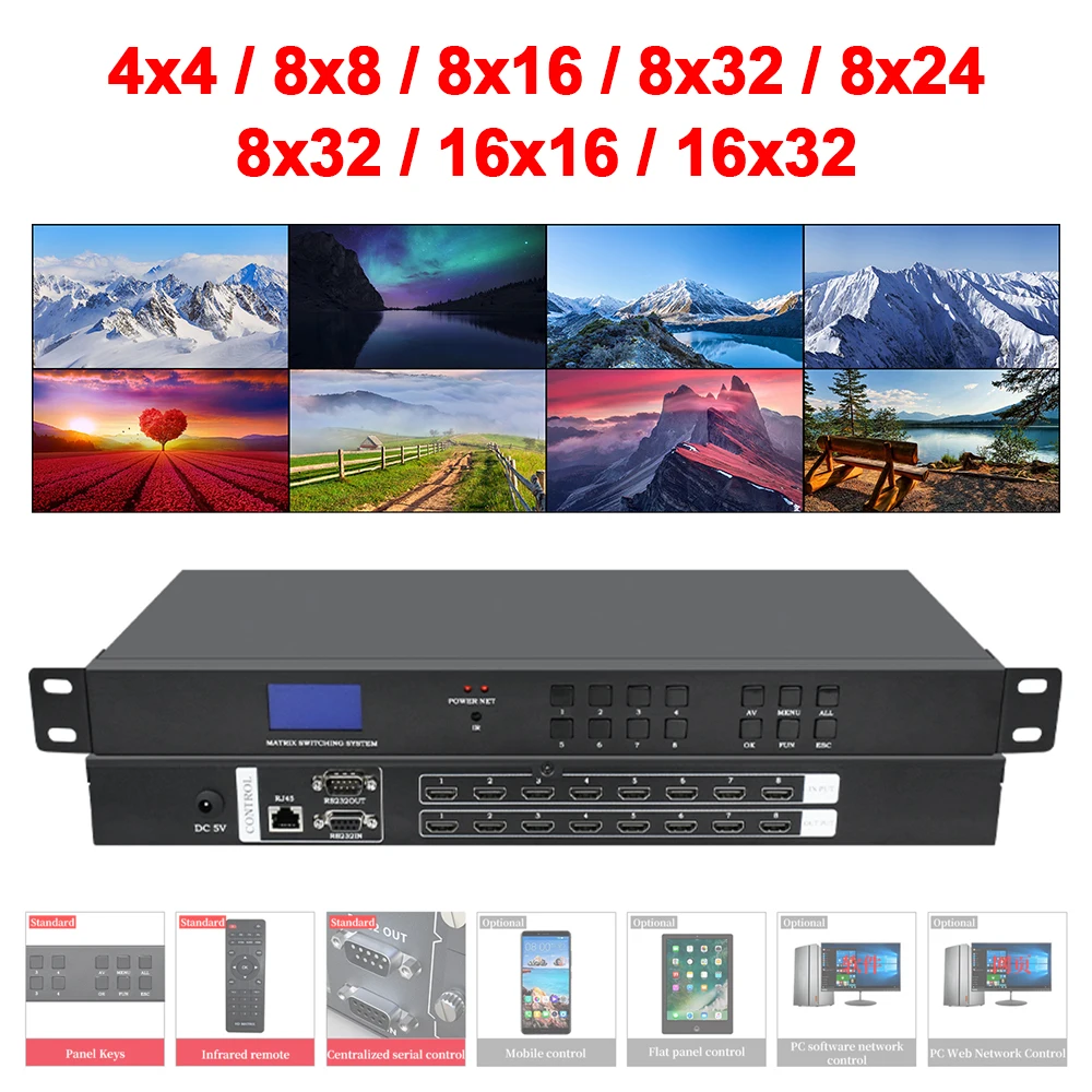 Commercial Hd Audio/Video Matrix switch 4x4 8x8 8x16 16x16 16x32Chassis style Digital Signal Host Matrix Switcher 2K/4K For Hdmi