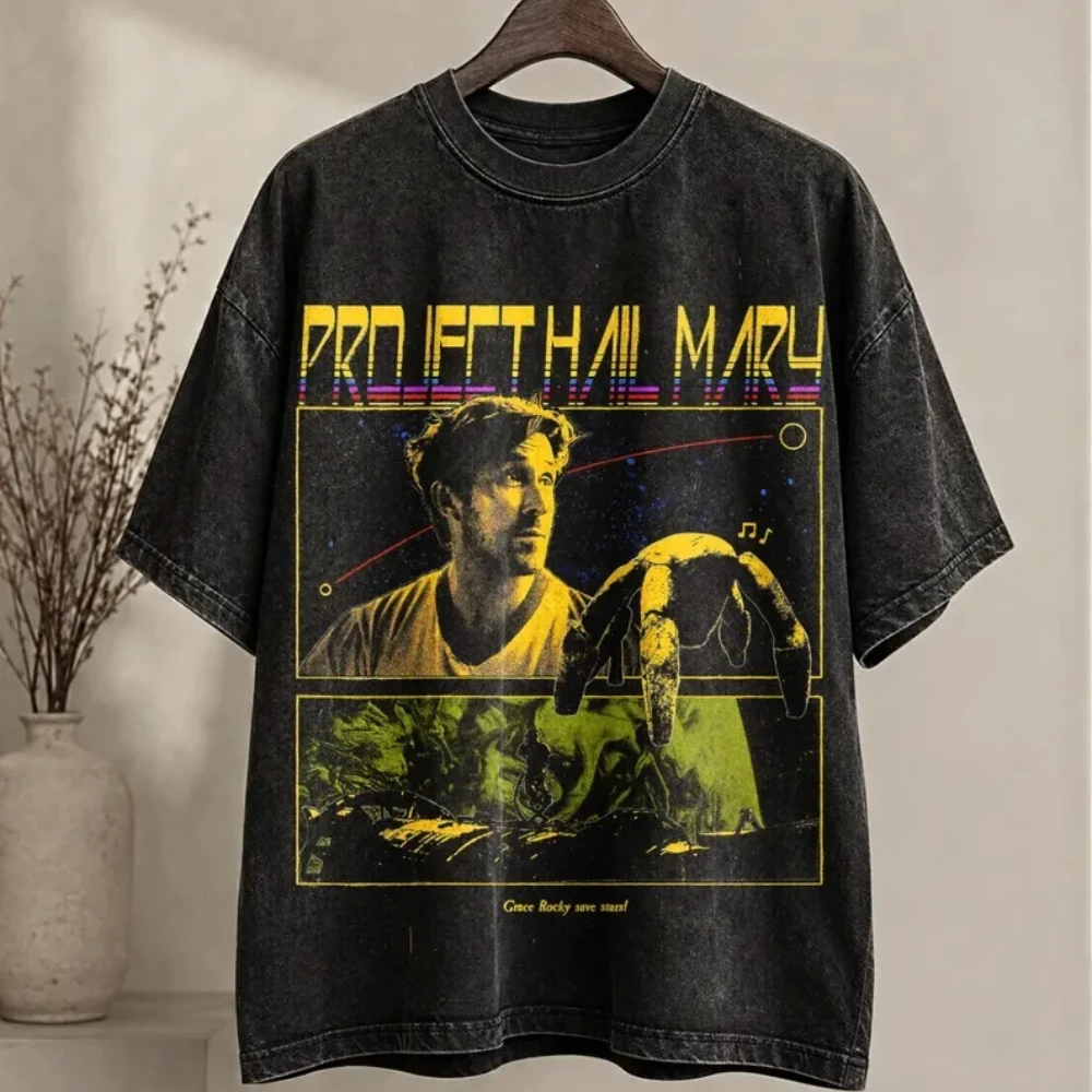 Acid Wash Vintage Graphic T Shirt - Project Hail Mary Ryan Gosling Vintage