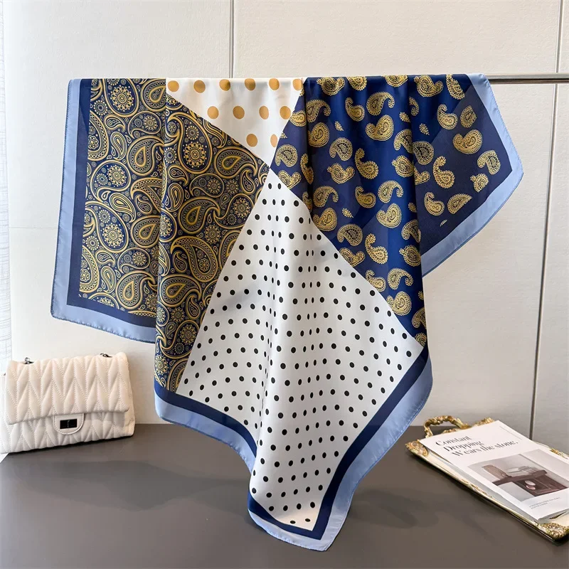90 سنتيمتر بيزلي طباعة عقال الحجاب وشاح مربع طباعة الدافئة الشاطئ الشالات شال يلتف رباط شعر الإناث حقيبة المعصم باندانا Foulard