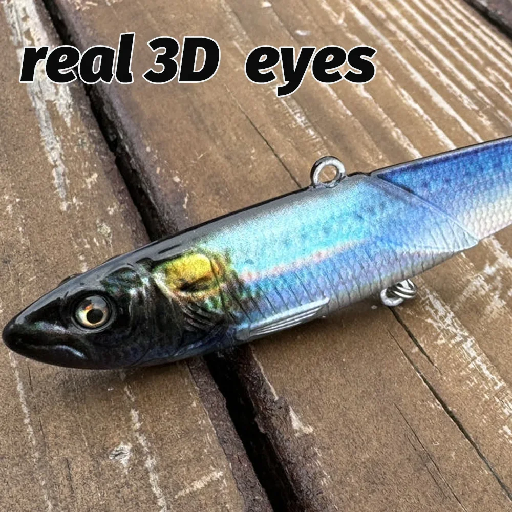 Metal Jig VIB Lure 20g 30g 40g Spinner Spoon 3D Eye Color Laser Spinning Fishing Tackle Hook Swimbait Pesca Spinnerbait Bait