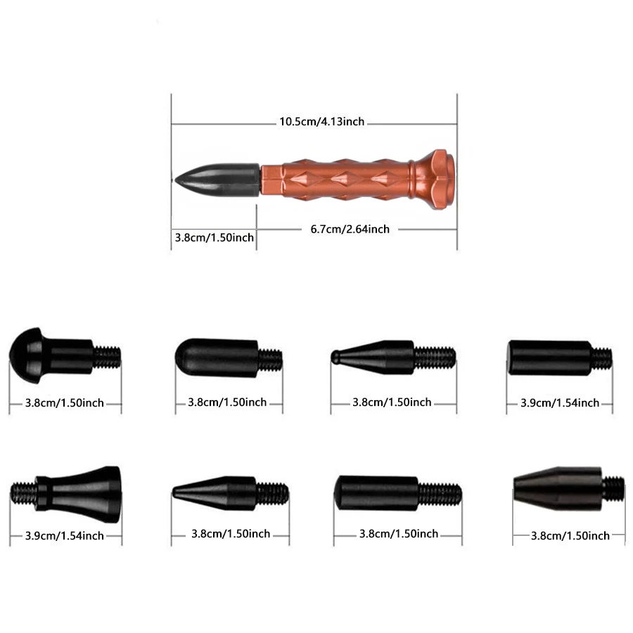 Car Dent Repair Tool Set with Multiple Long Rods, Different Shaped Tips, Handheld Hammer and Car Body Repair Accessori