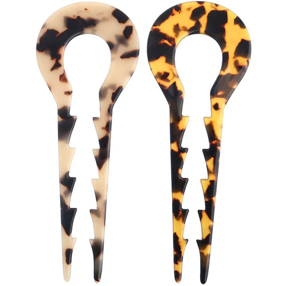 

2Pcs Vinegar Acetate Hairpins Chinese Style Elegant Hair Fork for Bun Ponytail Holder Women Hair Styling Accessories