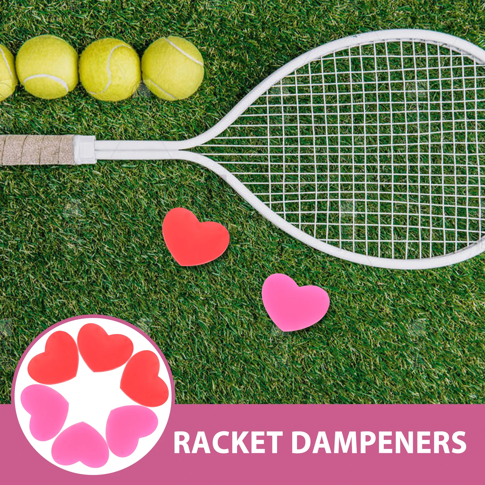 

6 pcs Tennis Racket Dampeners Heart Shaped Vibration Reducer for Rackets Silicone Material Suitable All Tennis Accessories