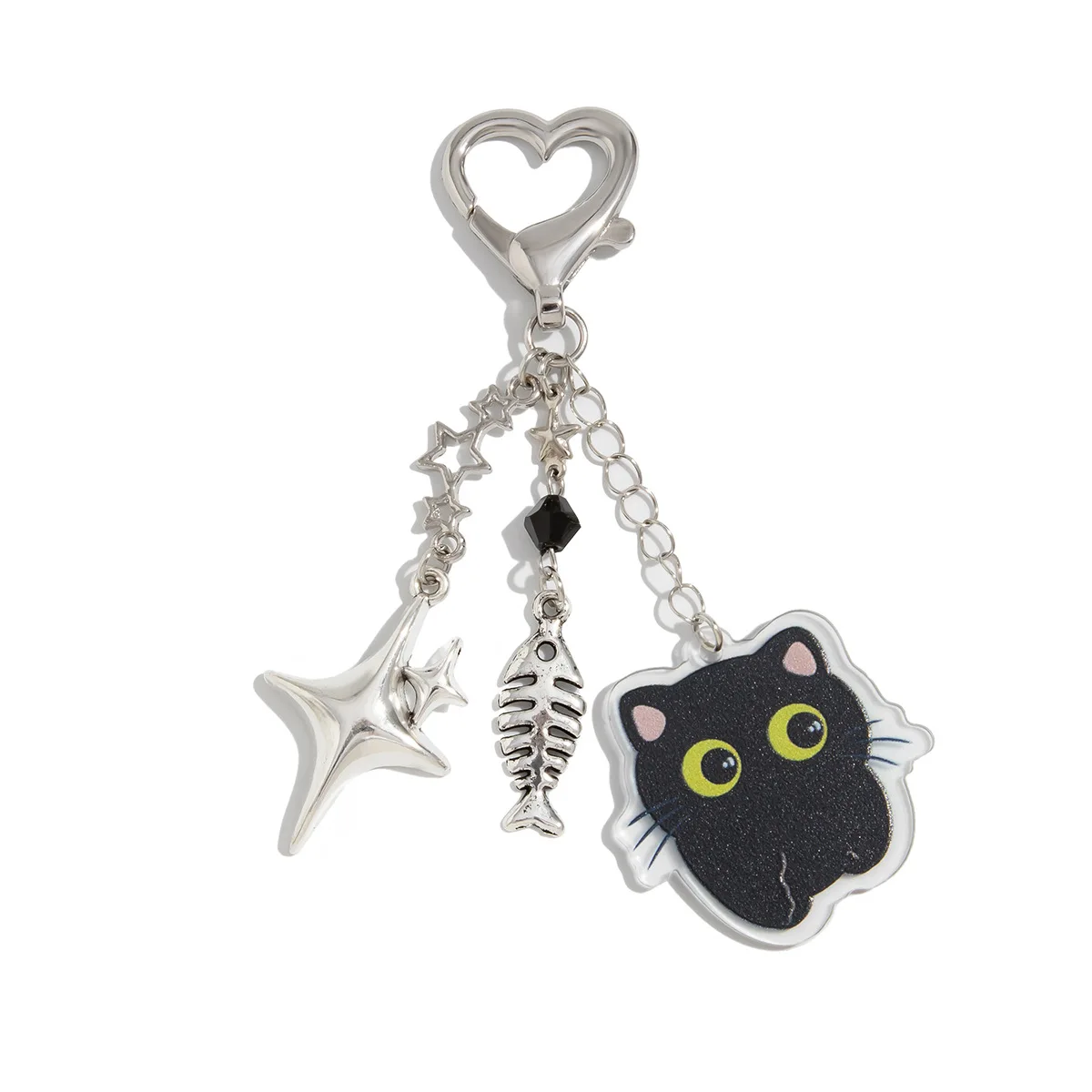 لطيف Fibone عقدة المفاتيح عبر الحدود مجوهرات بسيطة Ins القلب aped حقيبة سلسلة معلقة الديكور سبيكة Pla...