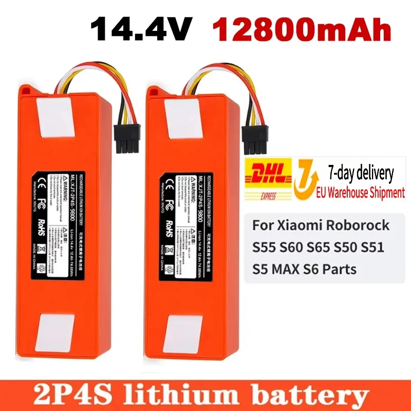 

14.4V Vacuum Cleaner Battery Replacement for Xiaomi Roborock S50 S51 S55 T60 E352-00 S502-00 C10 E20 E35 SC Batteries 12800mAh