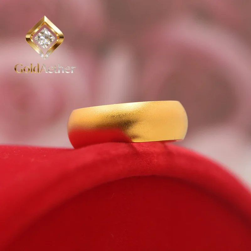 

GoldAether Luxury 24K 9999 Pure Gold real gold Sandblasted closed finger ring for men and women