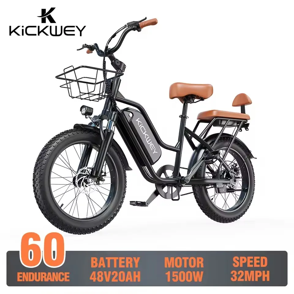 

Electric Bicycle 750W Motor 48V20AH Removable Battery Ebike 20*3.0 inch Fat Tire Double Urban Retro Electric bike