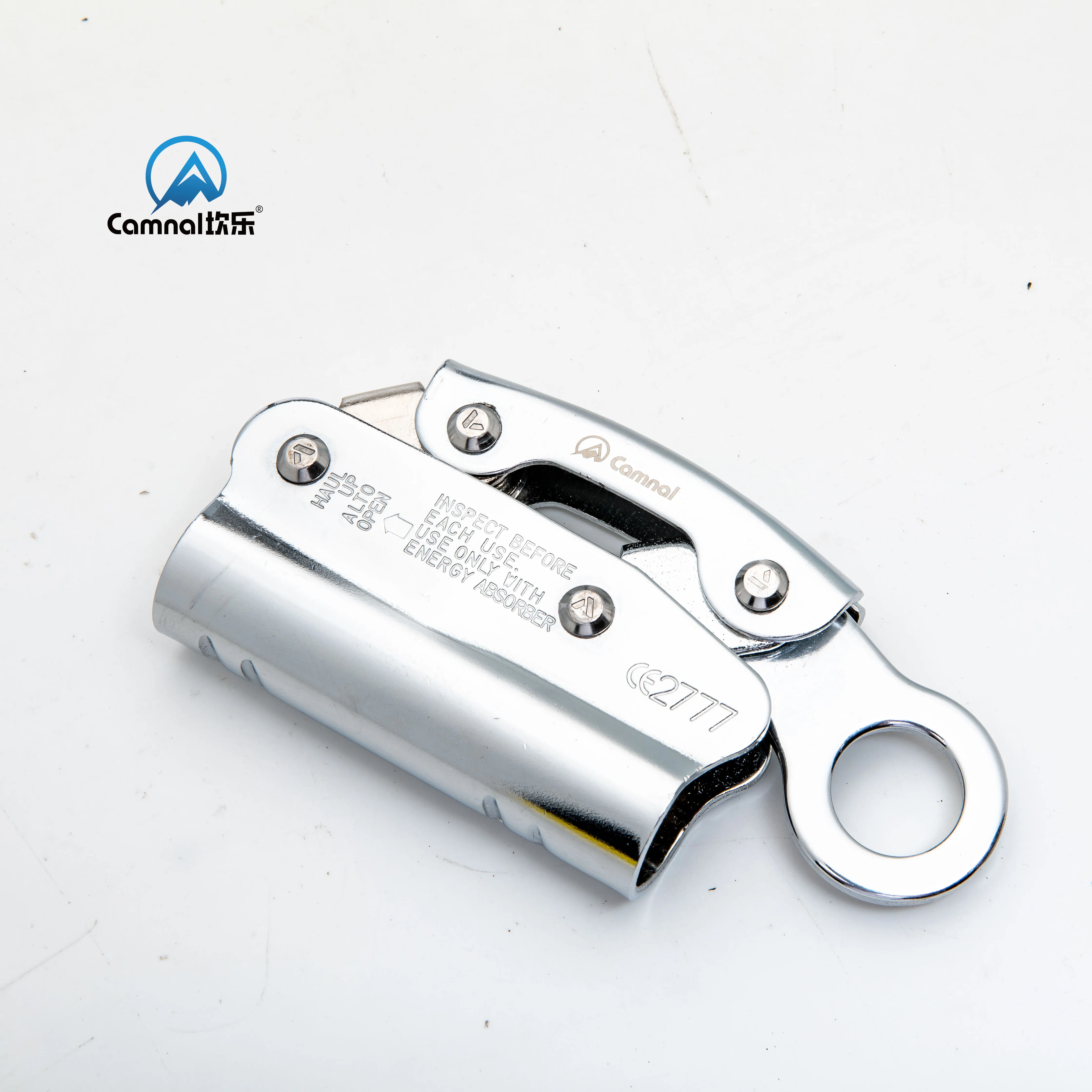Self-locking Stainless Steel Wire Rope Grabber with 38KN Capacity Adjustable Length & Fixed Anchor for Rock Work Safety