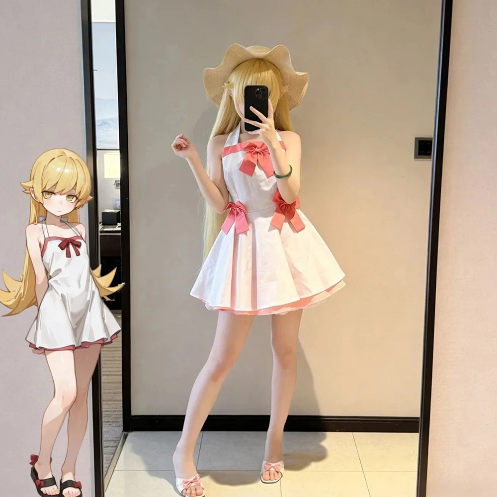 Disfraz de Cosplay de Oshino Shinobu de la Serie Anime Off Monster, Vestido de Verano para Mujer, Ropa Diaria, Uniforme de Carnaval